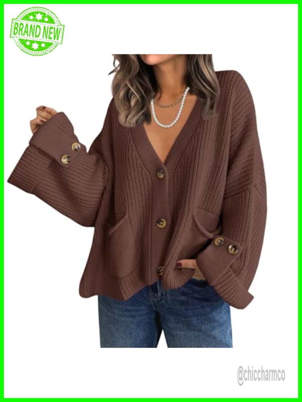 Oversized Button Up Chunky Knit Cardigan Sweater Coat
